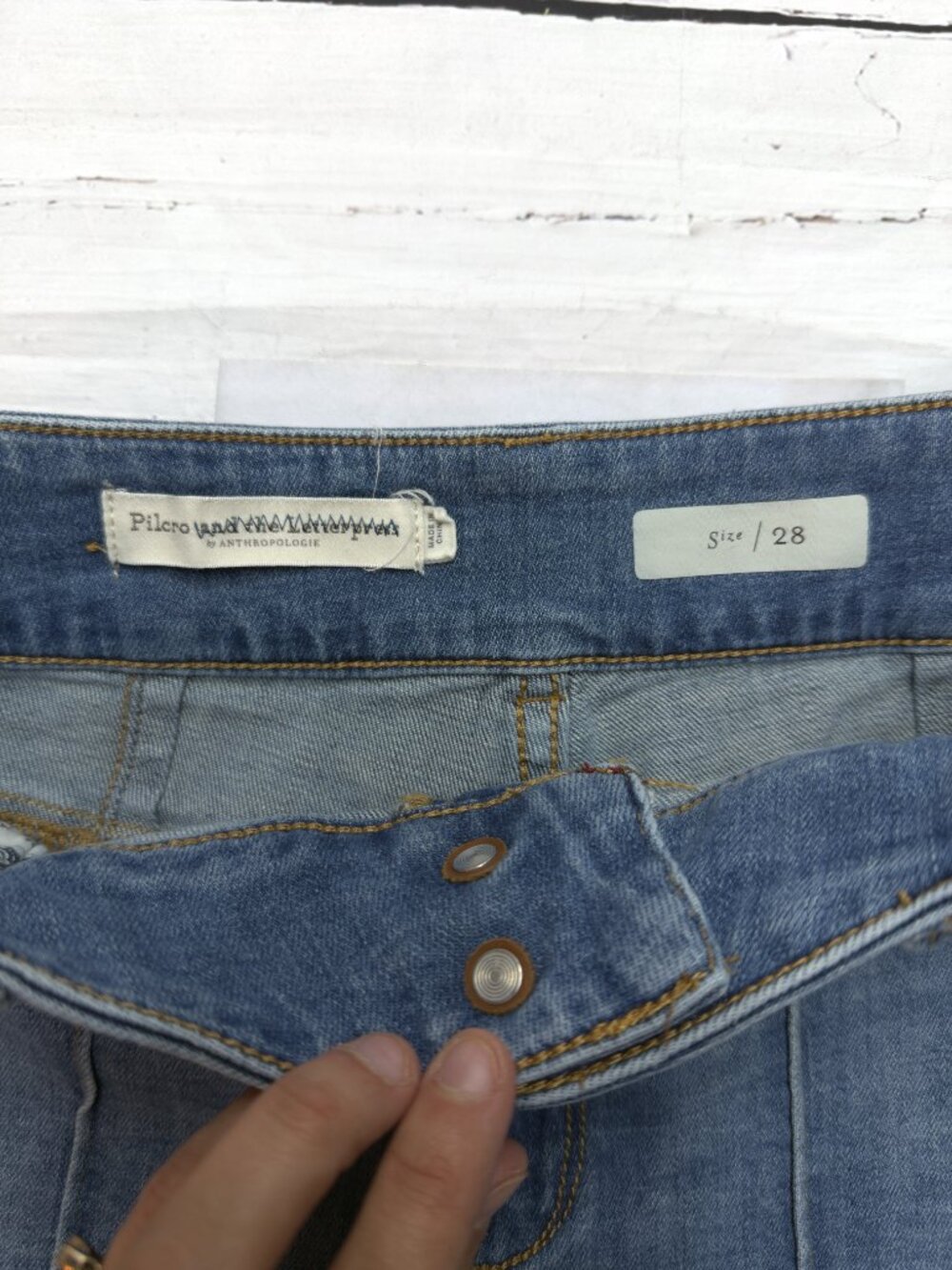 Anthropologie Pilcro Denim Shorts High Rise Seam Blue 28 Coastal Boho - Picture 4 of 8